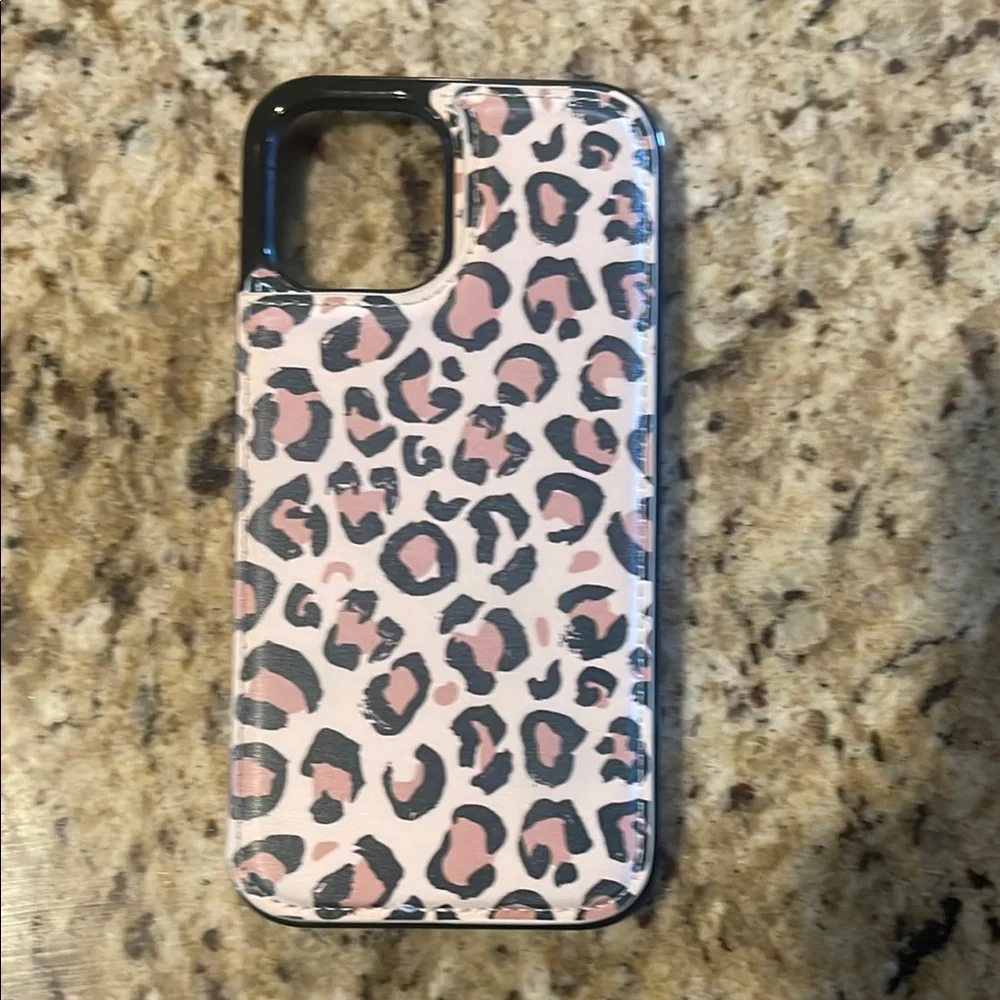 iPhone 12 Max Pro Leopard Print Phone Case with Card Holder - Picture 4 of 7